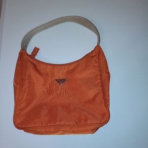 COPY - Orange Nylon Prada Shoulder bag and necklac